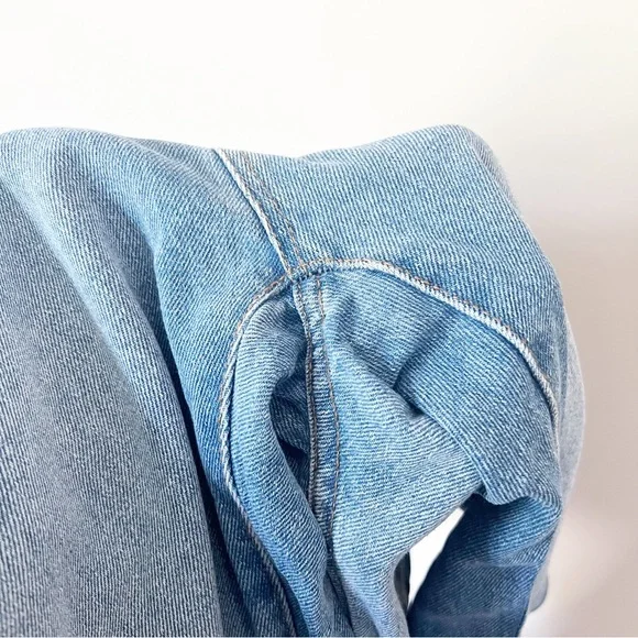 Zara Denim Frill Ruffle Cuff Raw Hem Cropped Jeans Light Wash 2 - Picture 9 of 13